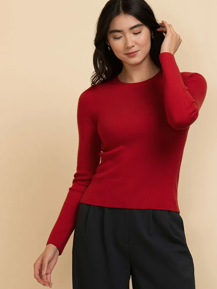 Crew Neck Ribbed Sweater