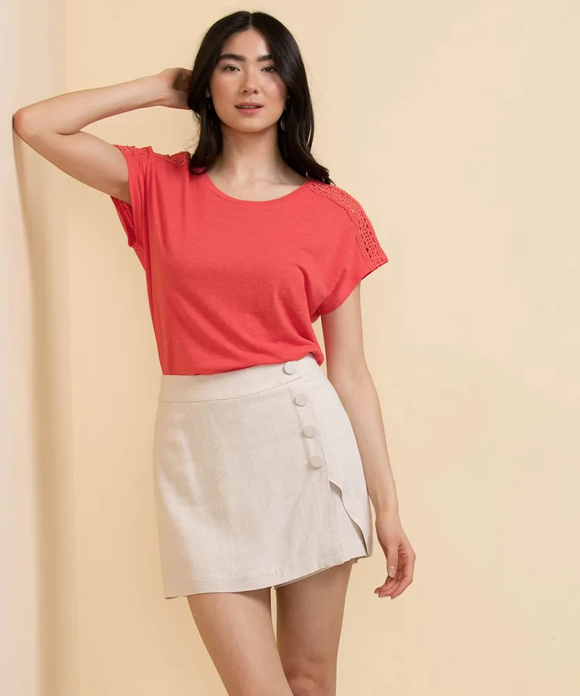 Crochet Linen Extended Sleeve Tee