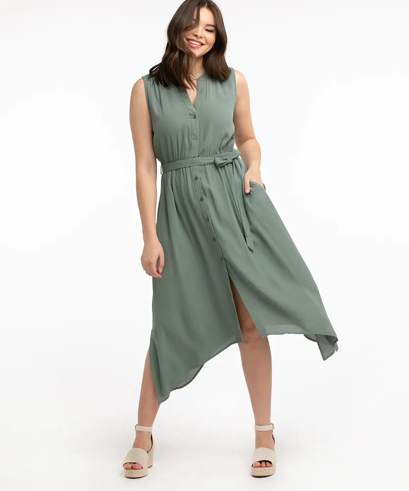 Sleeveless Button Front Dress