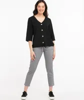 Tie Hem Button Front Blouse