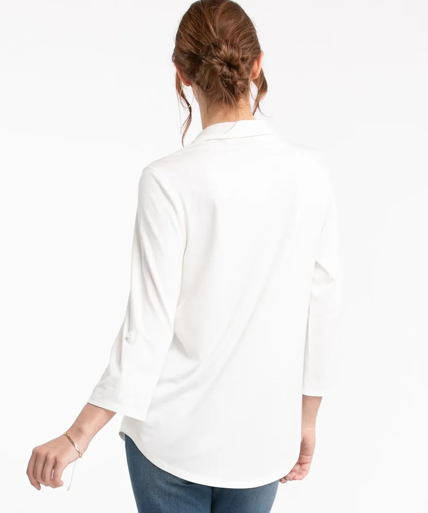 Knit Collared Button Front Shirt