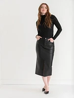 Faux Leather Midi Skirt