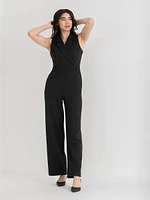 Sleeveless Collared Jumpsuit Luxe Tailored