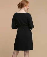 Eco-Friendly Belted Boat Neck Dress