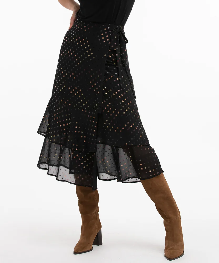 JUNE & HUDSON Polka Dot Wrap Midi Skirt