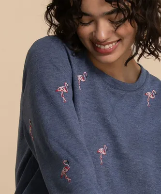 Flamingo Appliqué  French Terry Sweatshirt