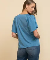 V-Neck Flutter Sleeve Tee