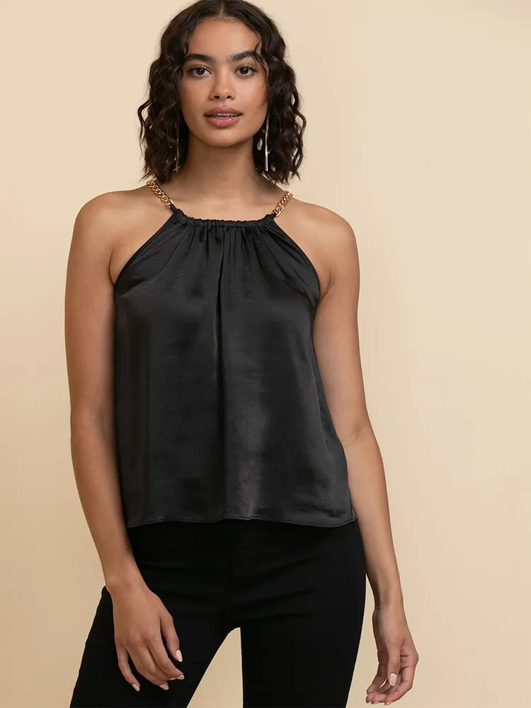 Satin Chain Halter Blouse