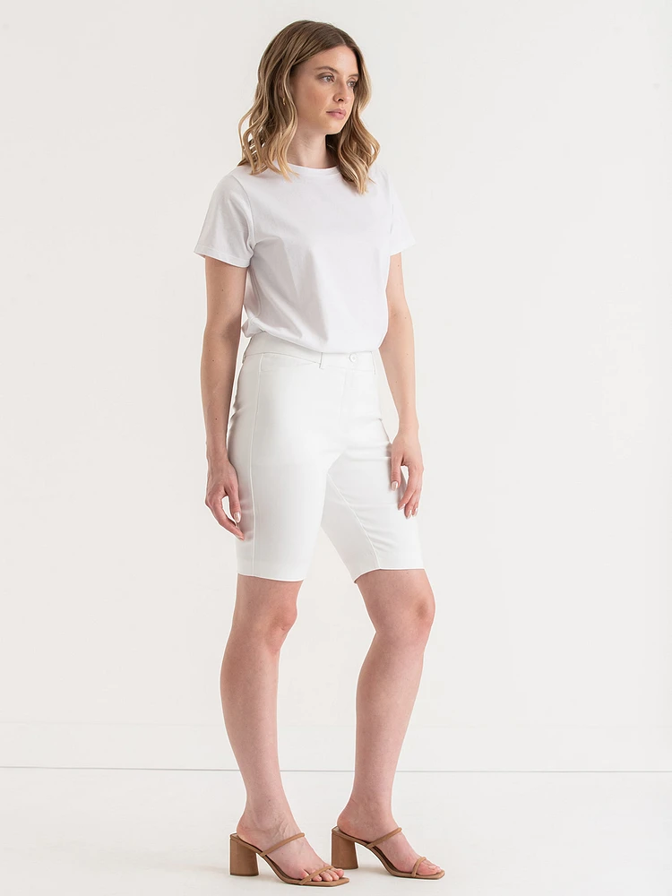 Slim Bermuda Shorts Cotton Sateen