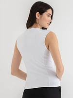 Zip Front Top Luxe Ponte