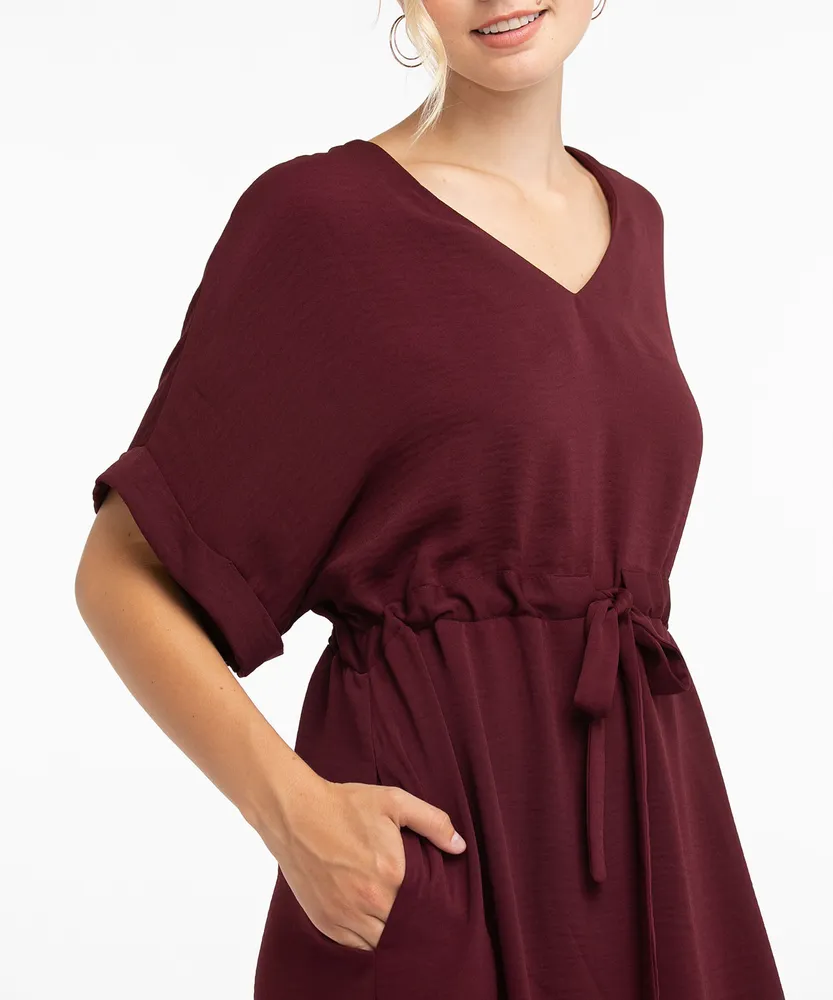 Drawstring V-Neck Dress