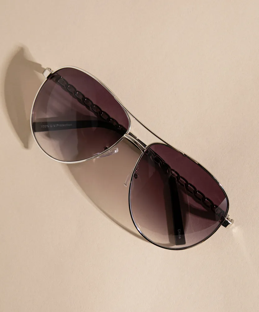 Silver Aviator Sunglasses with Tinted Lenses