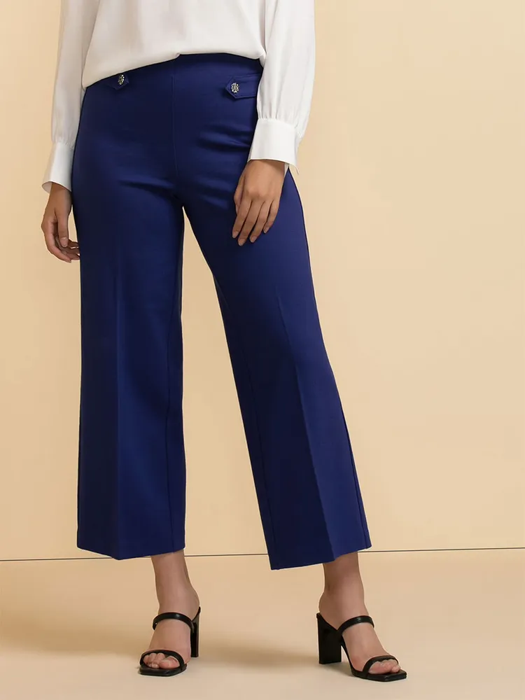 Ponte Pull-On Wide Leg Crop Pant