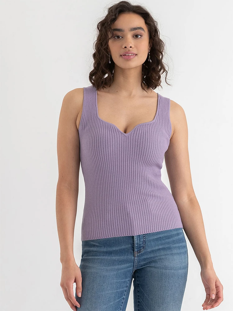 Sleeveless Sweetheart Neck Sweater Tank