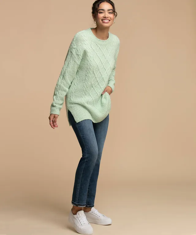 RICKI'S Eco-Friendly Cable Knit Tunic Sweater