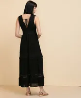 Wide Strap Maxi Dress with Crochet Insert