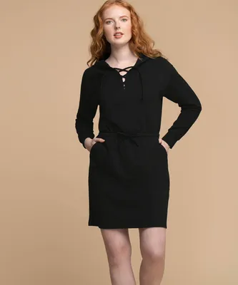 Hooded Lace-Up Lounge Dress