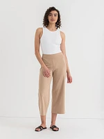 Wide Crop Pull-On Pant Ponte Twill