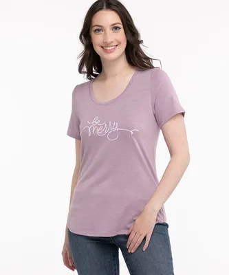 Scoop Neck Shirttail Embroidered Tee