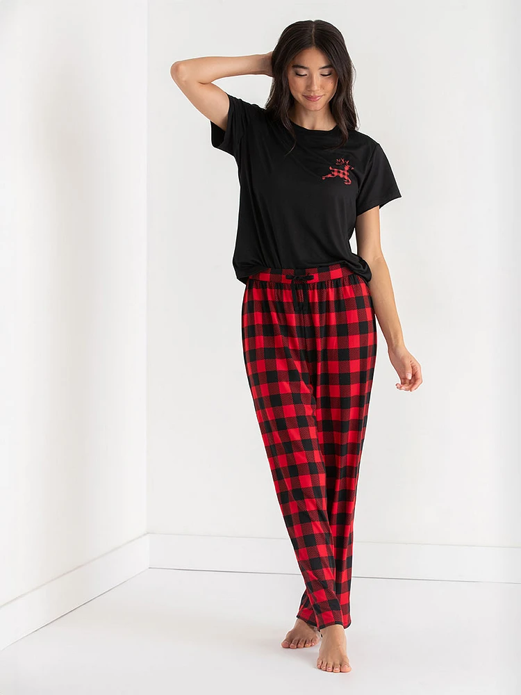 T-Shirt and Print Pants Pajama Set