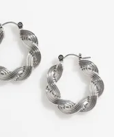 Small Textured Twisted Metal Hoops