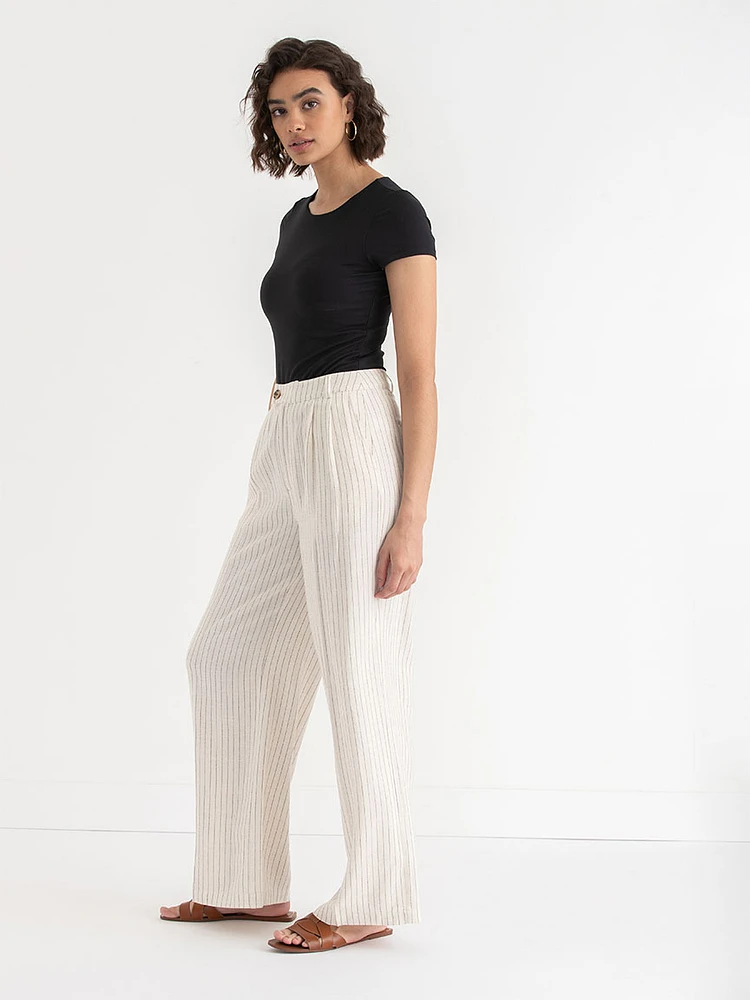 Wide Leg Linen Blend Pant