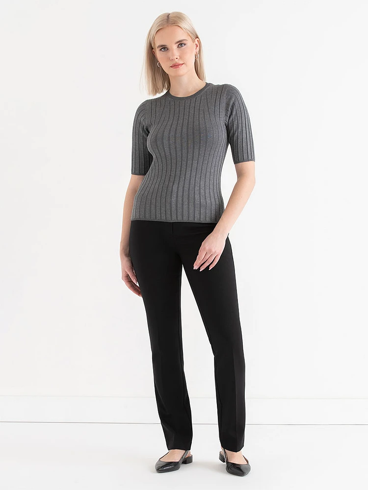 Short Sleeve Ribbed Sweater