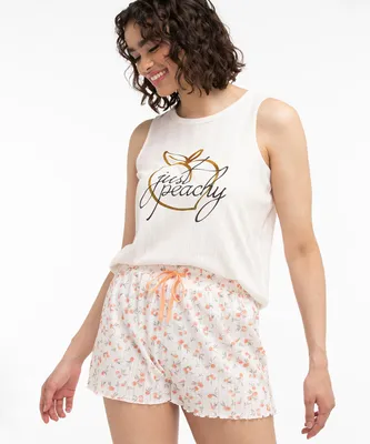 Peach Graphic PJ Tank Top