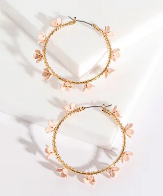 Flower Covered Hoop Earring