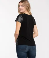 Leatherette Short Sleeve Top