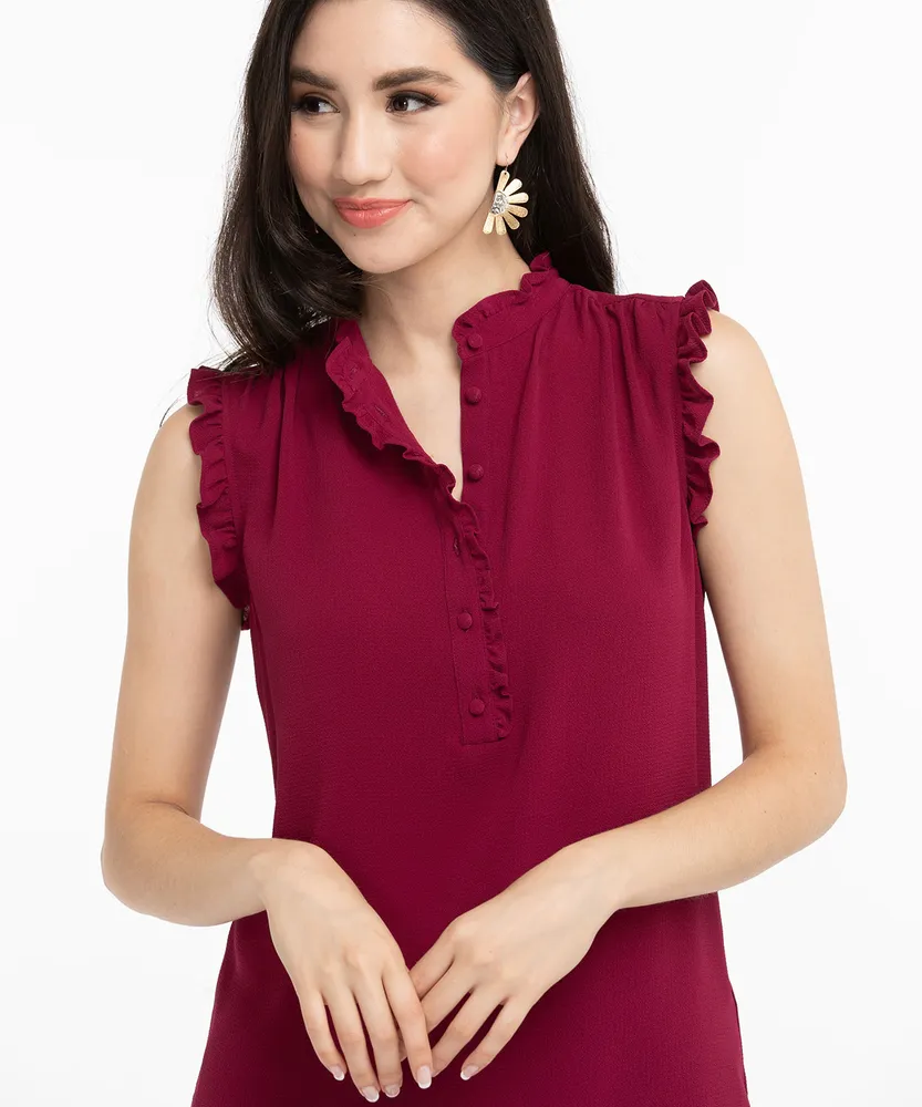 Eco-Friendly Sleeveless Mock Neck Blouse