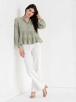 Tiered Linen Blouse