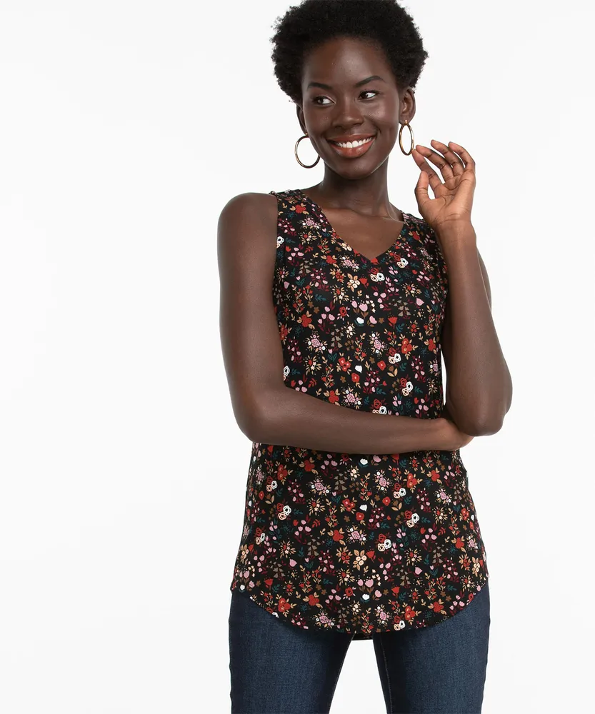 Eco-Friendly V-Neck Ditsy Floral Tank