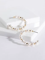 Large Pearl Hoop Earrings