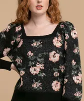 Floral Square Neck Sweater