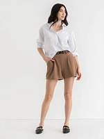 Belted Short Scuba Crepe