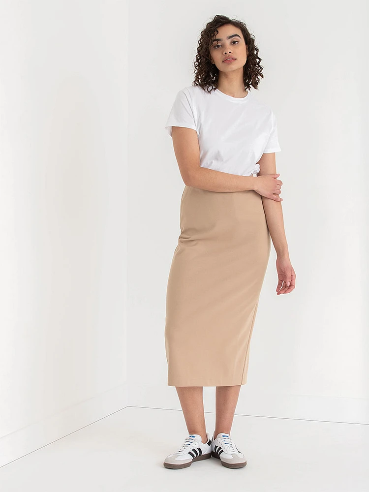 Ponte Twill Midi Skirt