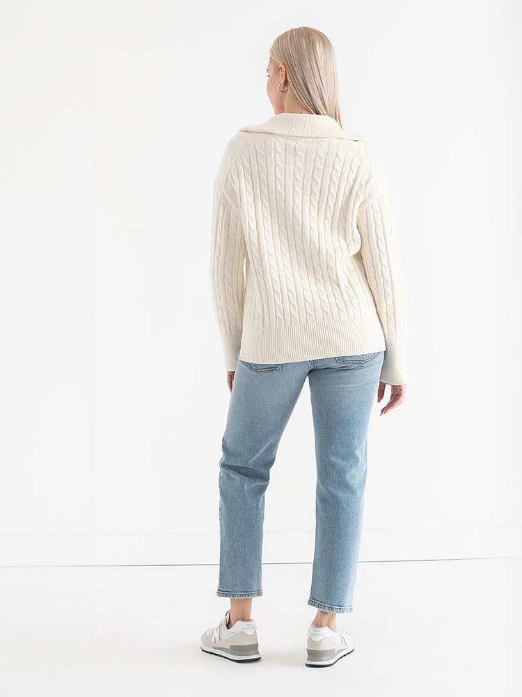 Cable Knit Zip Front Cardigan