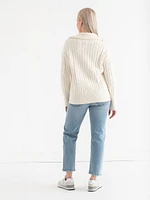 Cable Knit Zip Front Cardigan