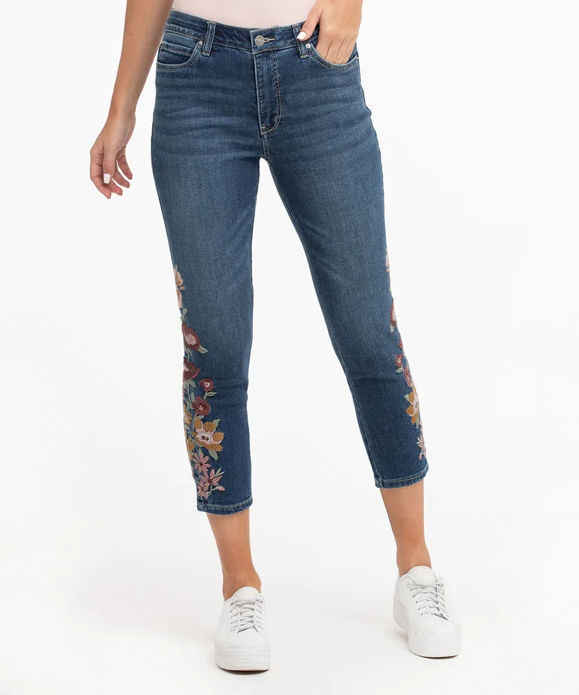 Embroidered Skinny Crop Jean