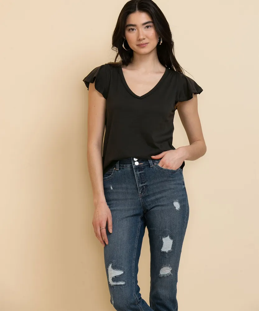 Flutter Sleeve V-Neck Tee