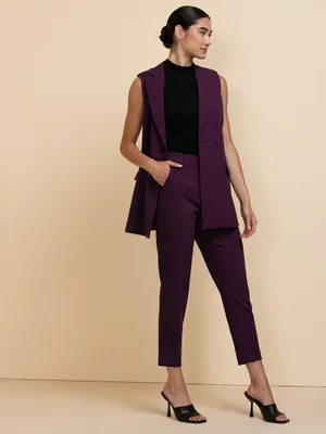 Long Line Belted Vest Luxe Tailored