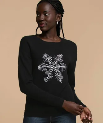 Embroidered Snowflake Sweater
