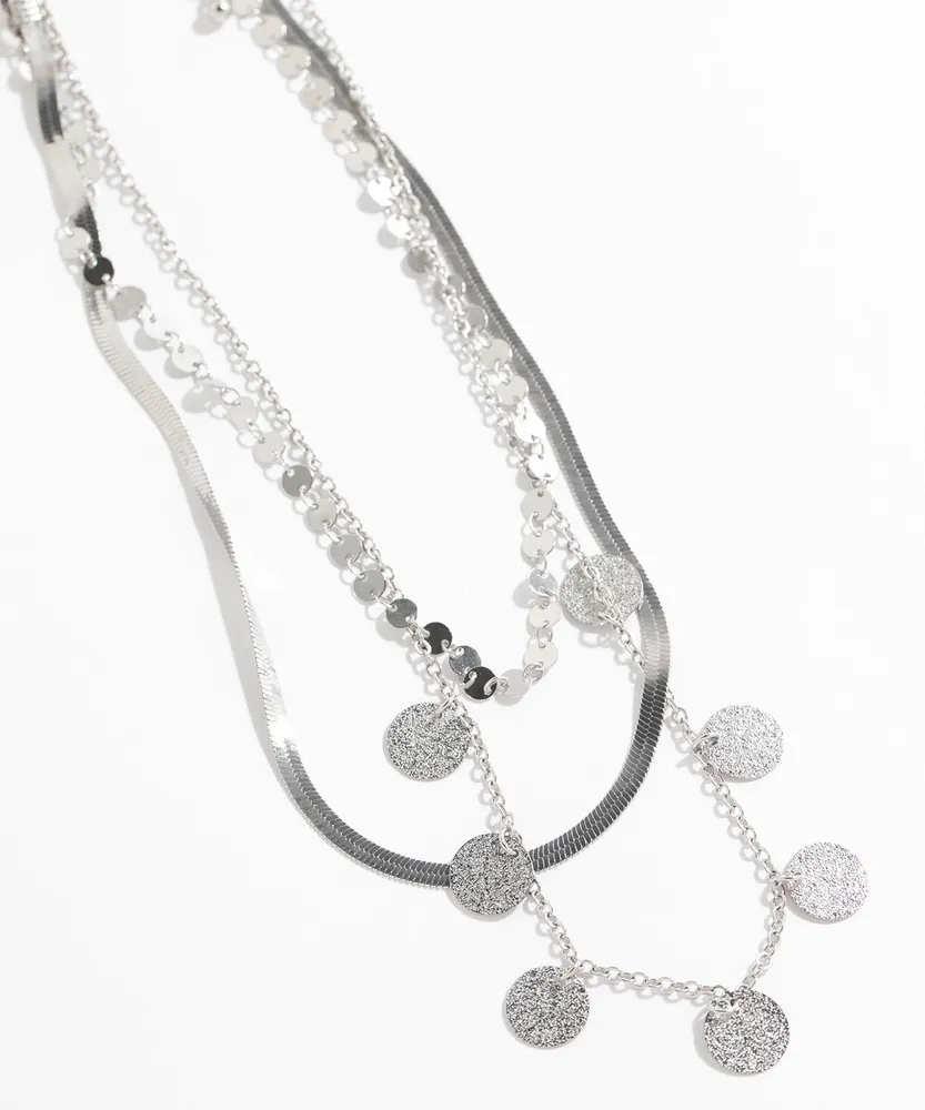 Short Silver 3-Layer Necklace