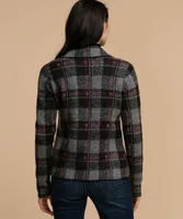 Eco-Friendly One-Button Plaid Cardigan