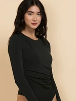 Long Sleeve Bodysuit with Pleats