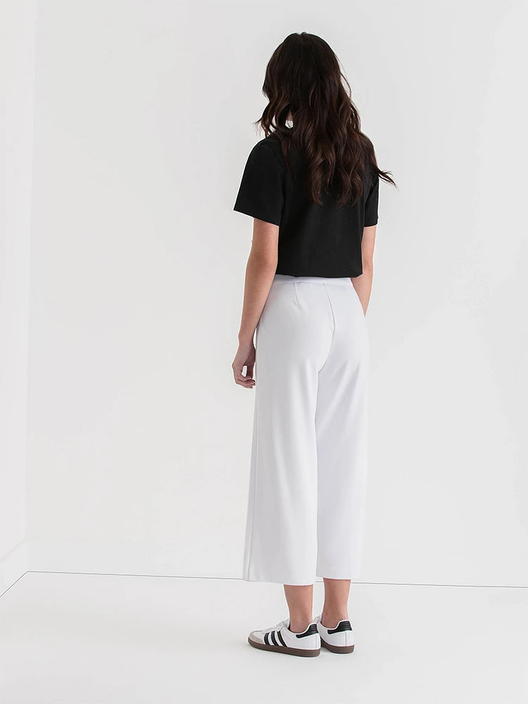 Wide Crop Pull-On Pant Ponte Twill