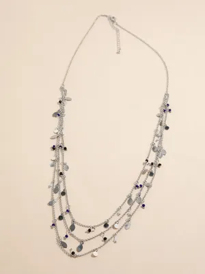 Long Layered Chain & Blue Beaded Necklace