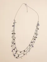 Long Layered Chain & Blue Beaded Necklace