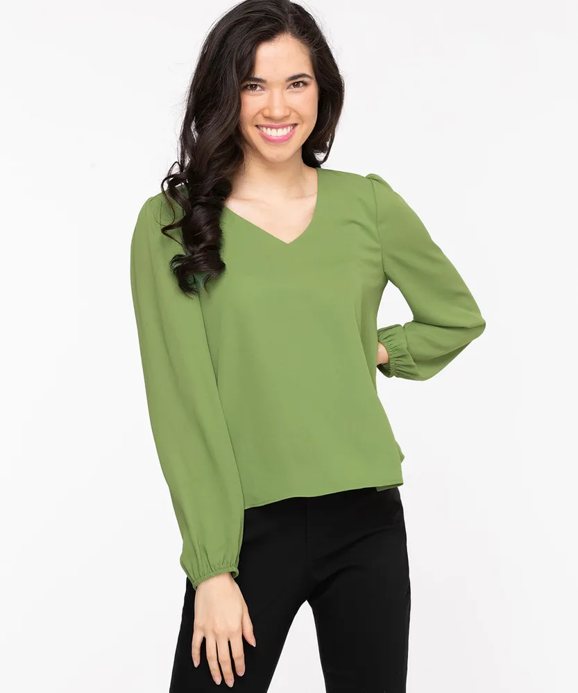 Long Sleeve V-Neck Blouse